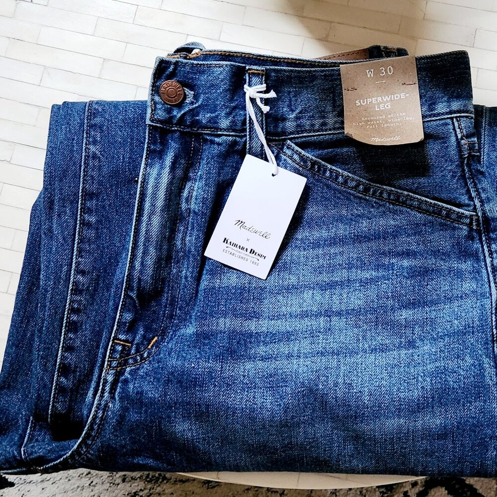 Madewell x Kaihara Denim:  Superwide Leg Jean in Kentshire Wash
